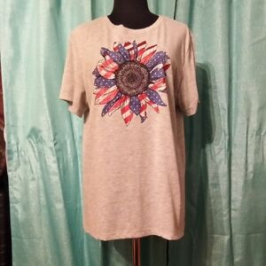 Patriotic Sunflower Short Sleeve Tee